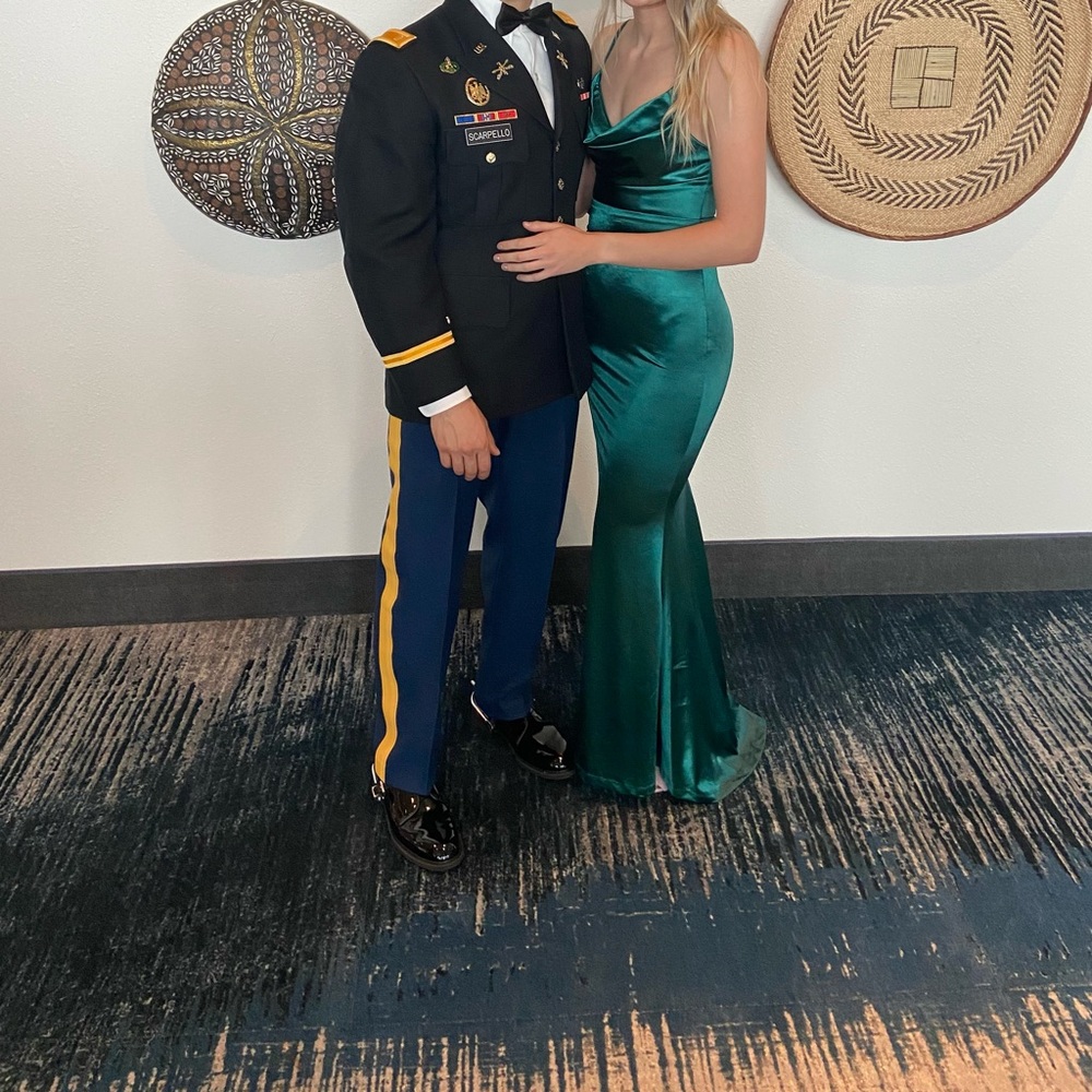 emerald green long formal dress